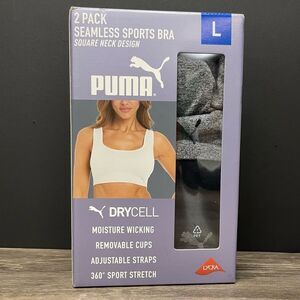 PUMA Seamless Sports Bra 2-Pack - Gray and Black‎